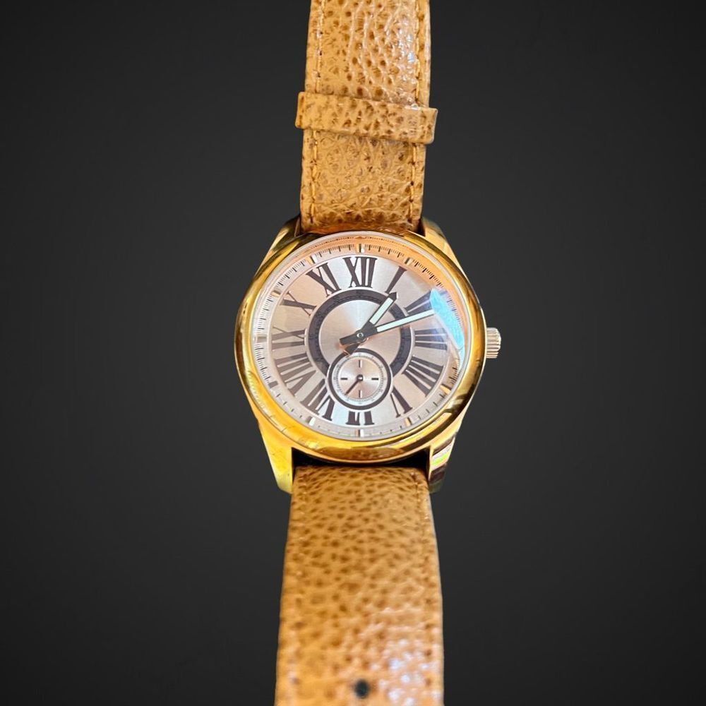 Bronzo Italia Womens Rose Gold And Cowhide Strap Watch